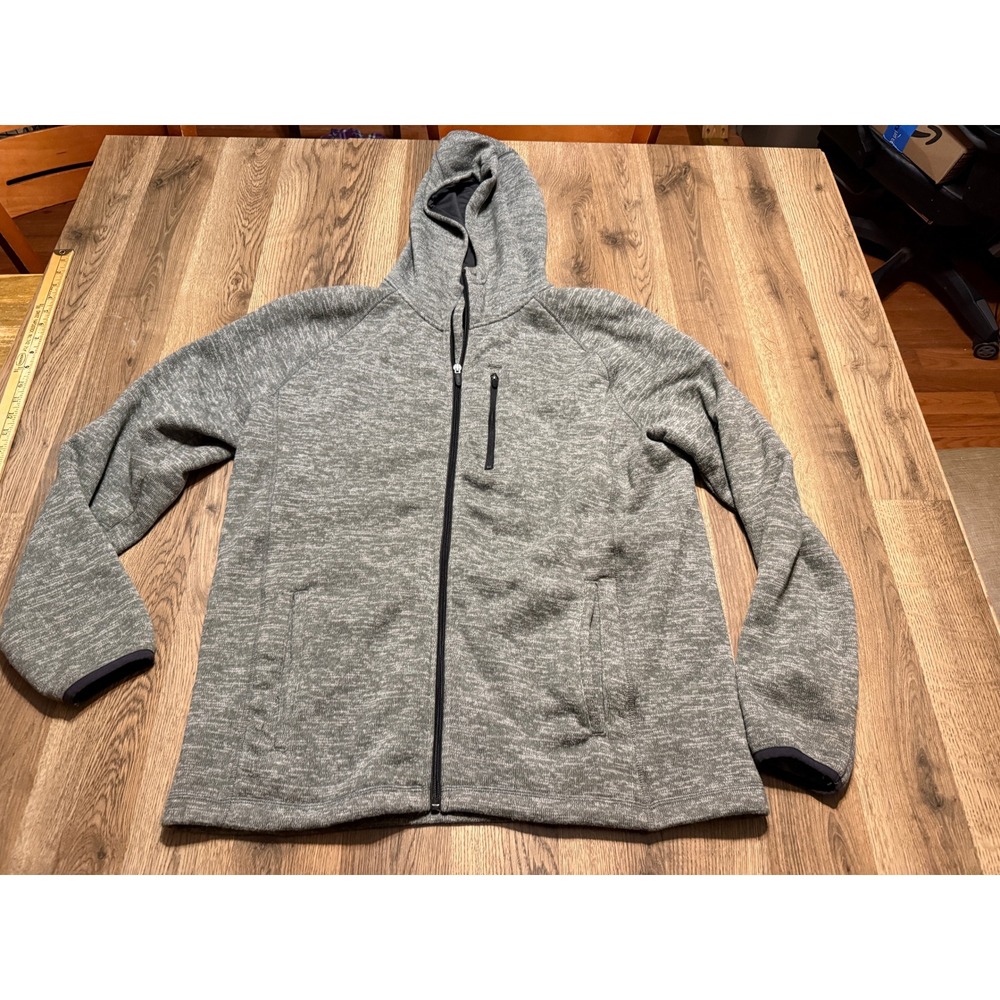 Urban Frontier Hoodie Mens Size L Gray Jacket Marled Fleece Pockets Full Zip